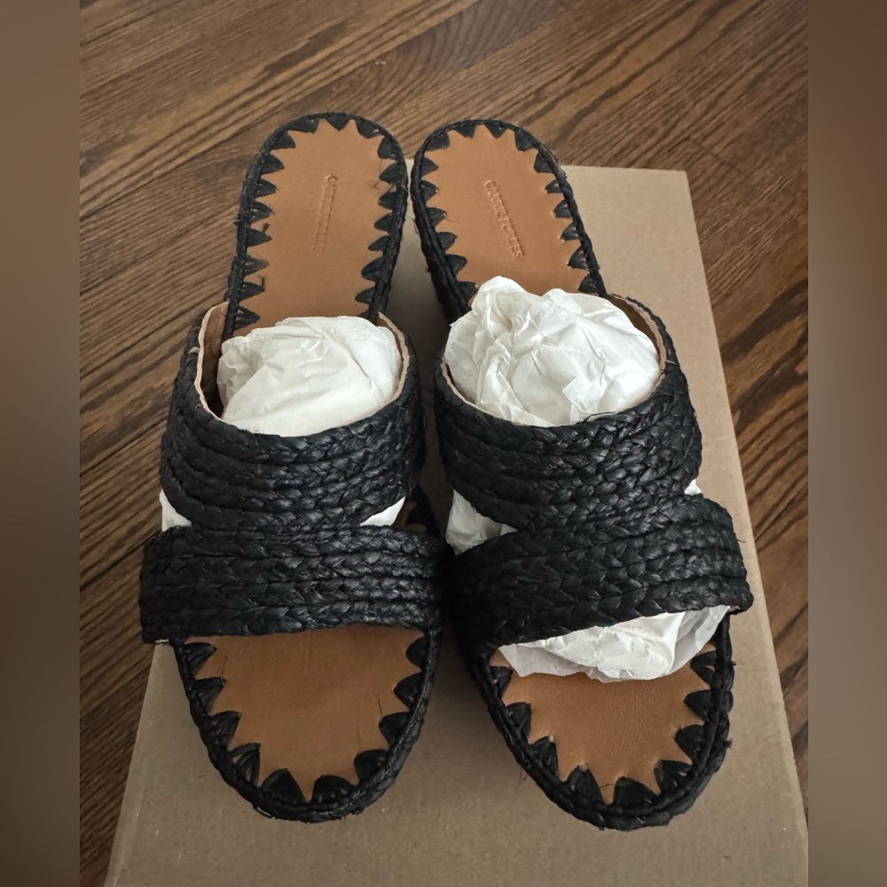 Carrie Forbes Black Woven Sandals